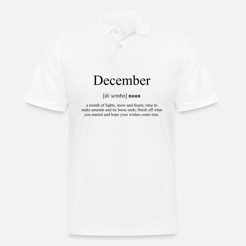 December | Dezember Definition Dictionary - Männer Poloshirt - Weiß