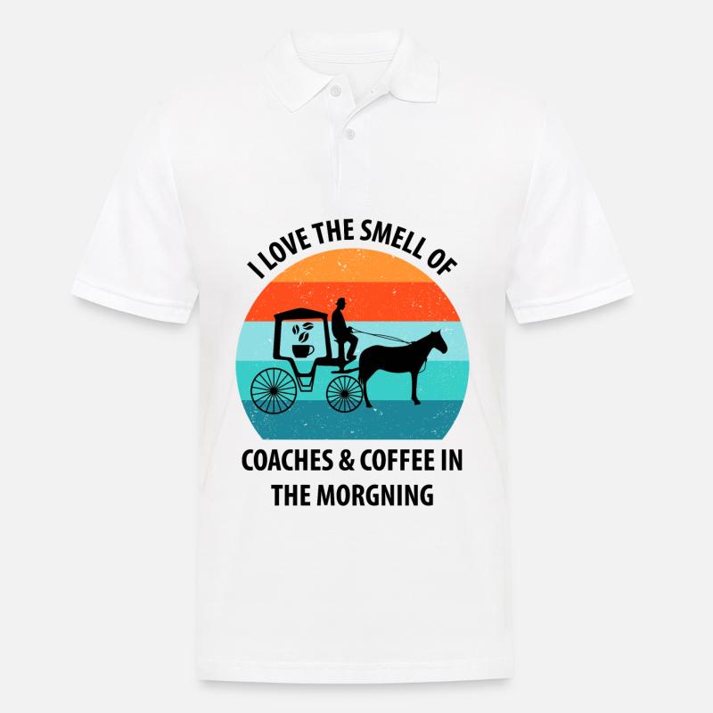 Cocher Calèche Calèche Café - Polo Homme - blanc