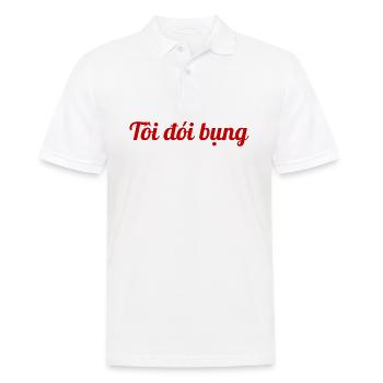 J'ai faim - rouge vietnamien - Polo Homme - blanc - Devant - Kai (181cm)