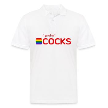 [i prefer] COCKS - Männer Poloshirt - Weiß - Vorne - Kai (181cm)