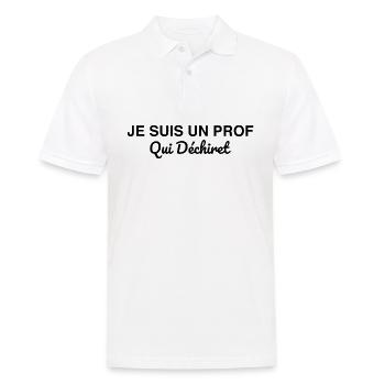 Ich bin ein Lehrer, der rockt - Männer Poloshirt - Weiß - Vorne - Kai (181cm)