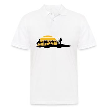sonne streifen karawane haendler reise kaktus kame - Männer Poloshirt - Weiß - Vorne - Kai (181cm)