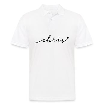 Chris Cursive Name - Men's Polo Shirt - white - Front - Kai (181cm)
