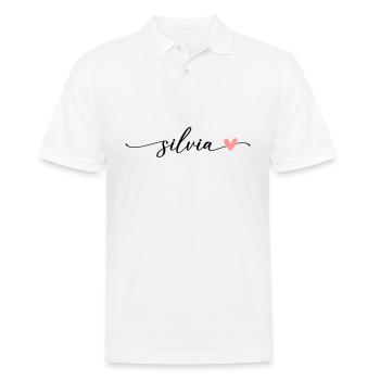 Silvia nom calligraphie police - Polo Homme - blanc - Devant - Kai (181cm)