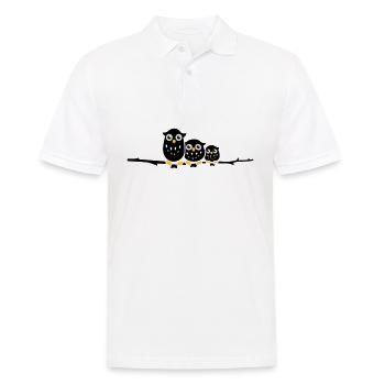 trois hiboux sur une branche - Polo Homme - blanc - Devant - Kai (181cm)
