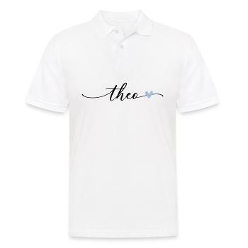 Theo Name Calligraphy Font - Men's Polo Shirt - white - Front - Kai (181cm)