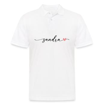 Sandra Name Calligraphy Font - Men's Polo Shirt - white - Front - Kai (181cm)