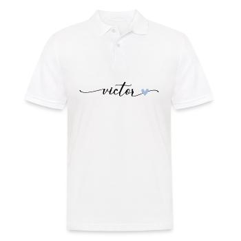 Victor Name Calligraphy Font - Men's Polo Shirt - white - Front - Kai (181cm)
