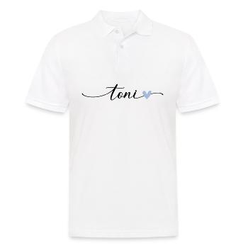 Toni Name Calligraphie Police - Polo Homme - blanc - Devant - Kai (181cm)