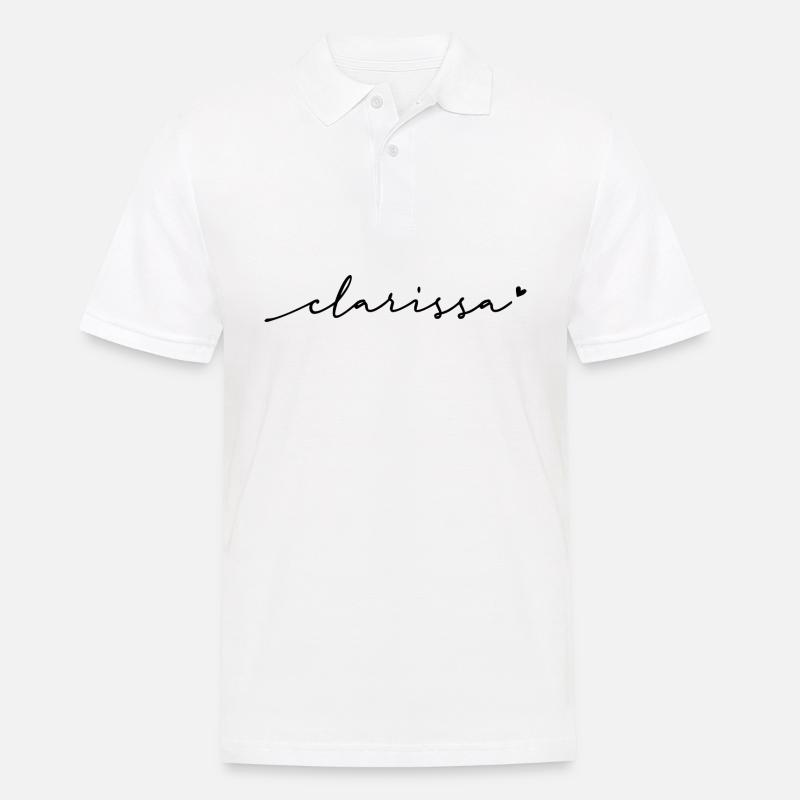 Nom cursif de Clarissa - Polo Homme - blanc
