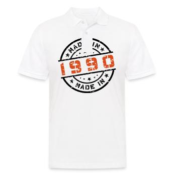Geburtsjahr Geburtstag Born In - Made in 1990 - Männer Poloshirt - Weiß - Vorne - Kai (181cm)