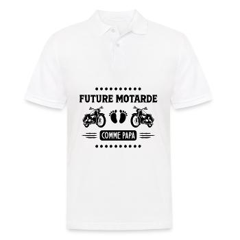 Idée de cadeau pour future motarde - Polo Homme - blanc - Devant - Kai (181cm)
