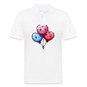 Ballon Herzen auch für Kinder und Geburtstage - Männer Poloshirt - Weiß - Vorne - Kai (181cm)