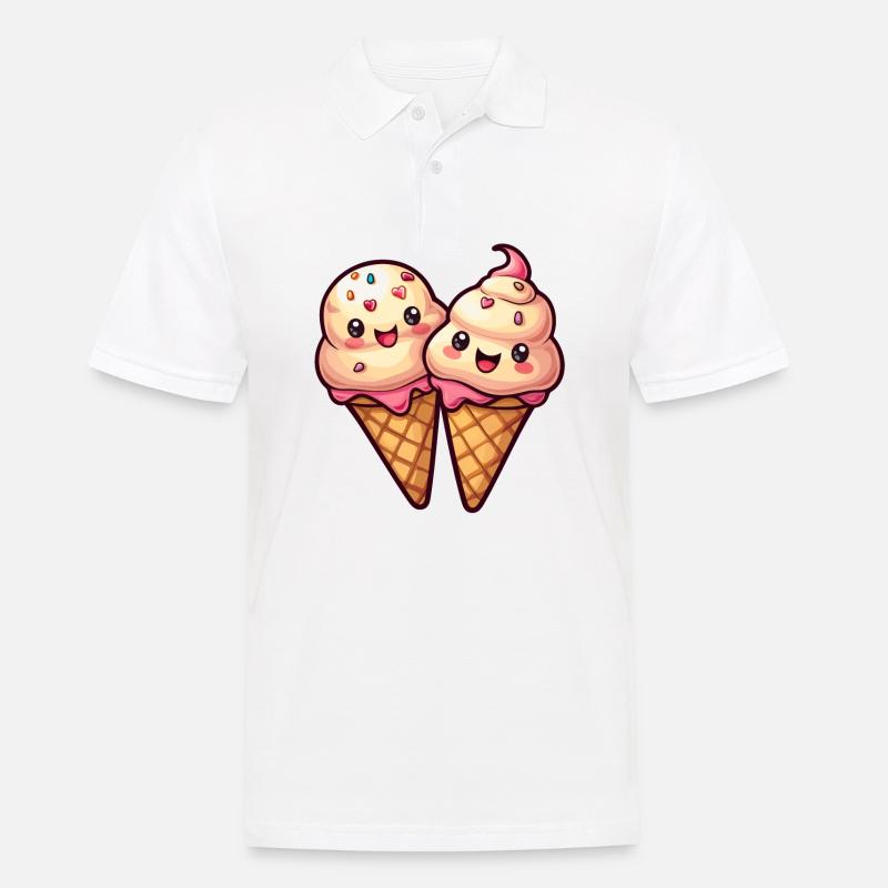 Lächelnde Eiskreation - Männer Poloshirt - Weiß