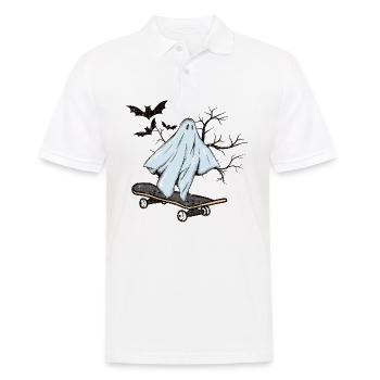 Lustiges Gespenst Skateboard Halloween Geschenk - Männer Poloshirt - Weiß - Vorne - Kai (181cm)