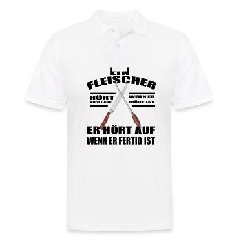 Fleischer Metzger Zerleger Schlachter - Männer Poloshirt - Weiß - Vorne - Kai (181cm)