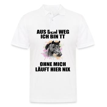 Tuniertrottel ich mach hier alles Pferd Rappe - Männer Poloshirt - Weiß - Vorne - Kai (181cm)