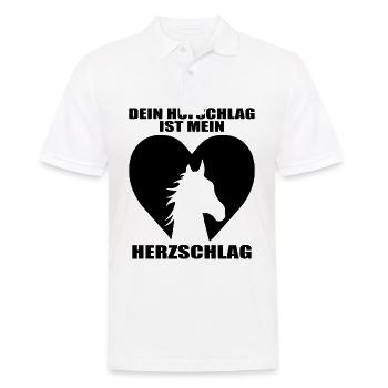 Pferde Herzschlag Reiten Hufe Hufeisen Herz Pony - Männer Poloshirt - Weiß - Vorne - Kai (181cm)