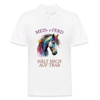 Mein Pferd hält mich auf Trab - Männer Poloshirt - Weiß - Vorne - Kai (181cm)