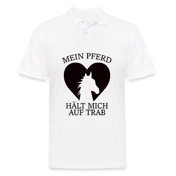 Mein Pferd hält mich auf Trab - Männer Poloshirt - Weiß - Vorne - Kai (181cm)