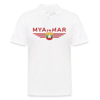Myanmar T-Shirt – Ein Hauch von Tradition - Männer Poloshirt - Weiß - Vorne - Kai (181cm)