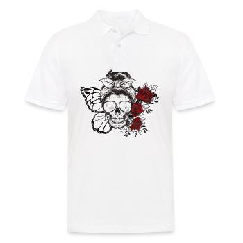 Totenkopf Schmetterling Mutter Halloween Geschenk - Männer Poloshirt - Weiß - Vorne - Kai (181cm)