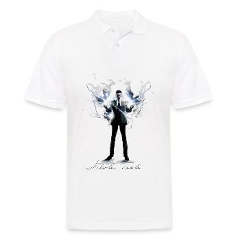 Nikola Tesla inmitten von Blitzen - Männer Poloshirt - Weiß - Vorne - Kai (181cm)