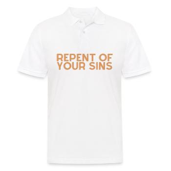 Bereue deine Sünden - Christliches Zitat - Männer Poloshirt - Weiß - Vorne - Kai (181cm)