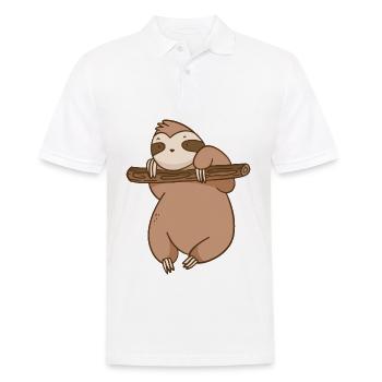 Funny sloth that makes chin-ups - Men's Polo Shirt - white - Front - Kai (181cm)