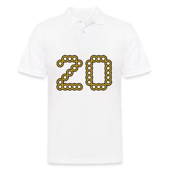 20. 20 JAHRE. 20-JÄHRIGES JUBILÄUM. 20-JÄHRIGES JUBILÄUM. - Männer Poloshirt - Weiß - Vorne - Kai (181cm)