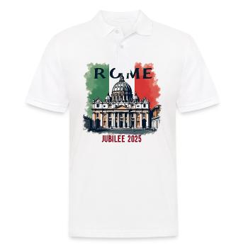 Rom Jubiläum Pilger der Hoffnung 2025, Vatikan v1 - Männer Poloshirt - Weiß - Vorne - Kai (181cm)