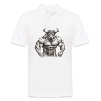 Taureau Muscles Musculation Force Forte Animal - Polo Homme - blanc - Devant - Kai (181cm)
