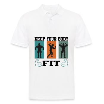 Bodybuilding Keep Body Fit Muskeltraining Hantel - Männer Poloshirt - Weiß - Vorne - Kai (181cm)