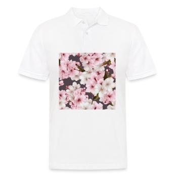 Motif réaliste de fleurs de cerisier blanc rose - Polo Homme - blanc - Devant - Kai (181cm)