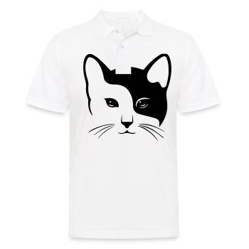 Chat, chats, chat, tête, visage, gueule de bois - Polo Homme - blanc - Devant - Kai (181cm)