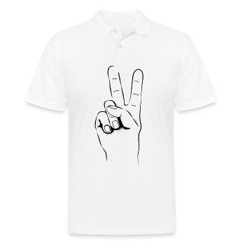 Peace Hand zwei Finger - Männer Poloshirt - Weiß - Vorne - Kai (181cm)