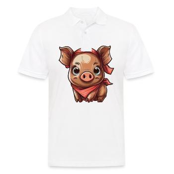 Schwein mit Bandana - Männer Poloshirt - Weiß - Vorne - Kai (181cm)