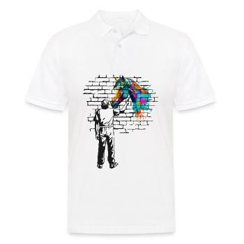 Horse Brick wall painting - Men's Polo Shirt - white - Front - Kai (181cm)