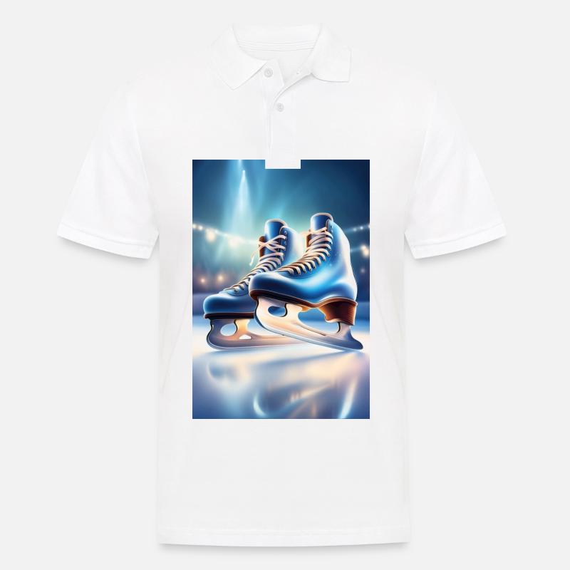 Blaue Schlittschuhe - Männer Poloshirt - Weiß