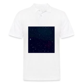 Galaxie blauer Nacht Himmel Sterne Milchstraße - Männer Poloshirt - Weiß - Vorne - Kai (181cm)