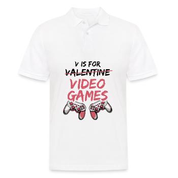 V comme Jeux vidéo de la Saint-Valentin - Saint-Valentin - Polo Homme - blanc - Devant - Kai (181cm)