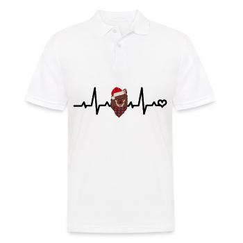 Chihuahua braun langhaar tan Weihnachten EKG - Männer Poloshirt - Weiß - Vorne - Kai (181cm)
