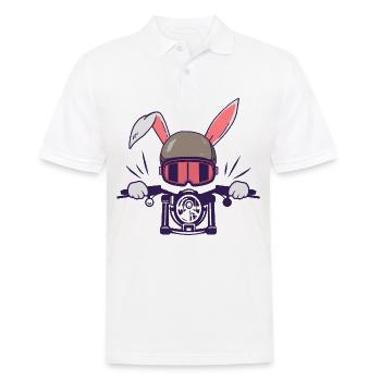 Lapin Motocycliste Motard - Polo Homme - blanc - Devant - Kai (181cm)