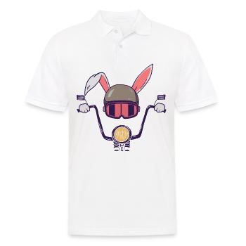 Lapin Motocycliste Motard - Polo Homme - blanc - Devant - Kai (181cm)