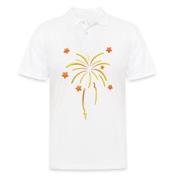 Feuerwerk Design - Männer Poloshirt - Weiß - Vorne - Kai (181cm)