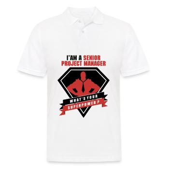 I am a Senior Project Manager - Männer Poloshirt - Weiß - Vorne - Kai (181cm)