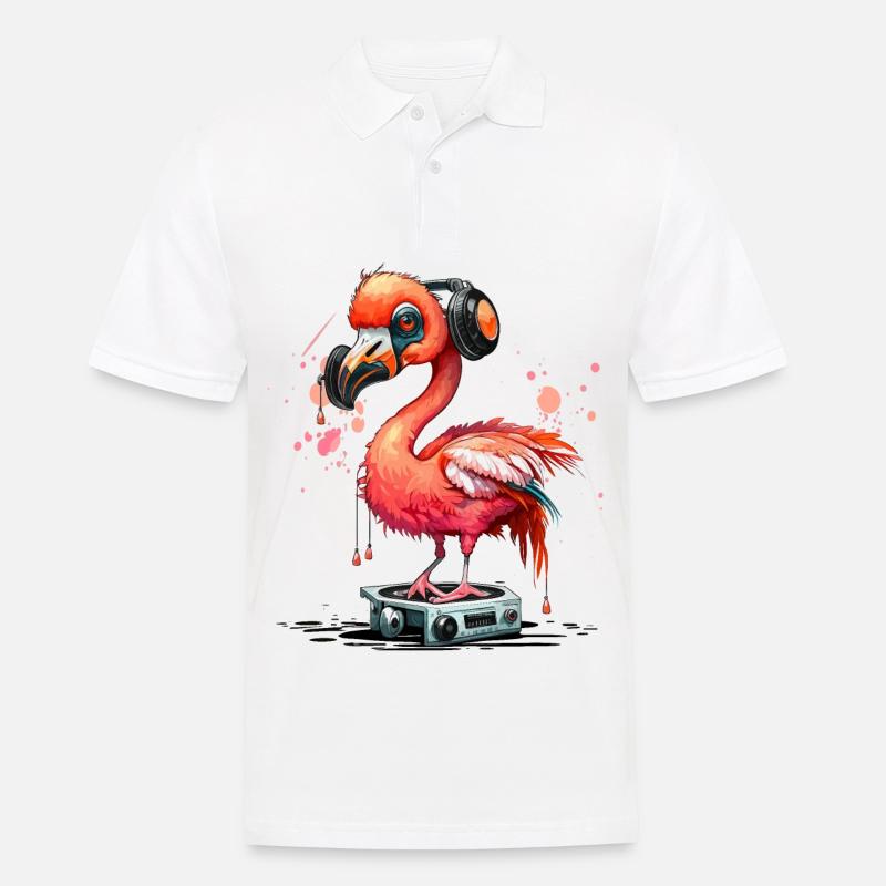 Groovy Pink Vogel - Männer Poloshirt - Weiß