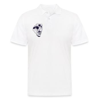 Visage robotique dessin 3D lignes & dotwork art - Polo Homme - blanc - Devant - Kai (181cm)