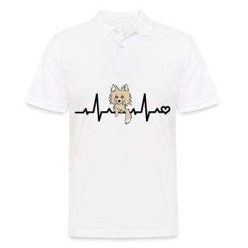 Fréquence cardiaque Chihuahua - Beige Poils longs Chi Chien - Polo Homme - blanc - Devant - Kai (181cm)