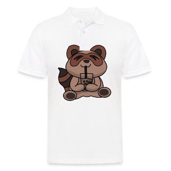Bubble Tea Drinking Raccoon Anime Kawaii - Men's Polo Shirt - white - Front - Kai (181cm)